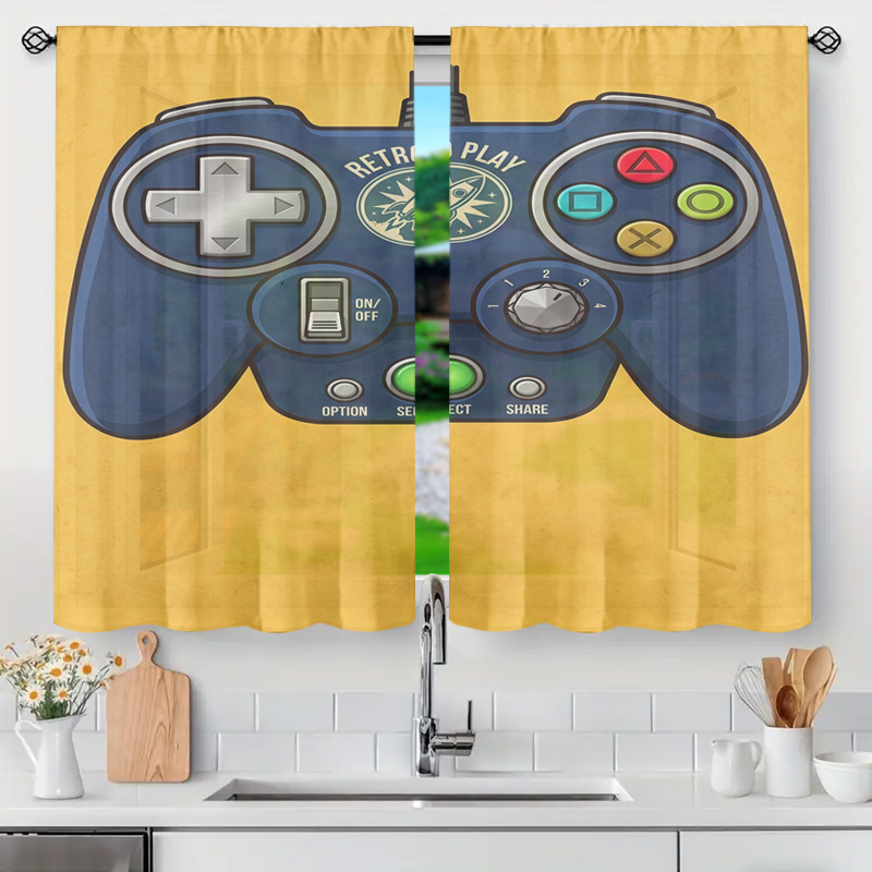 Retro Gaming Cafe - Cortina con diseño de controlador de