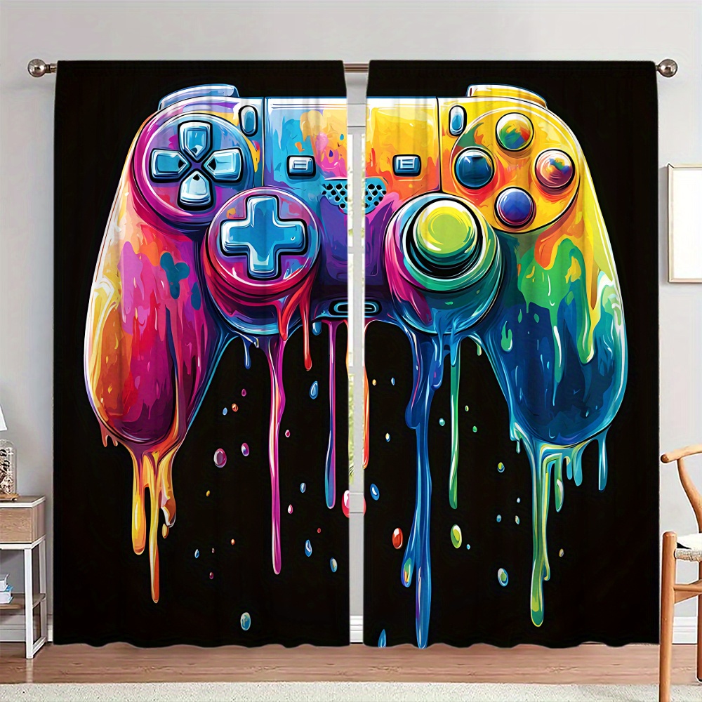 Retro Gaming Cafe - Cortina con diseño de controlador de