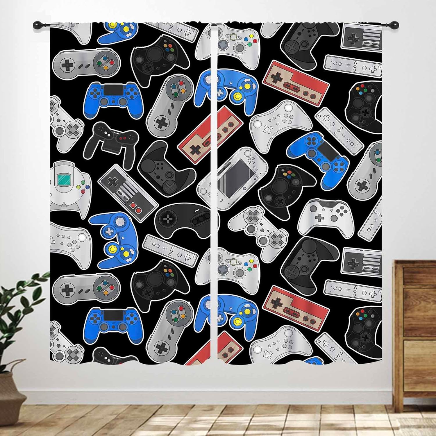 Retro Gaming Cafe - Cortinas con Diseño de Mandos Retro