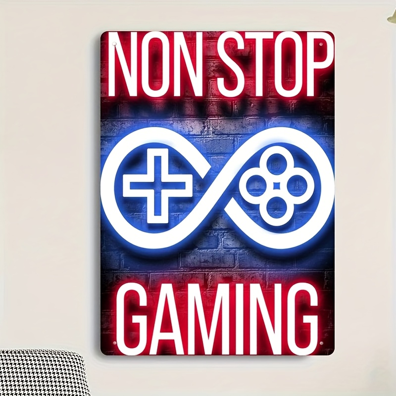 Retro Gaming Cafe - Placa Decorativa de Metal Retro para