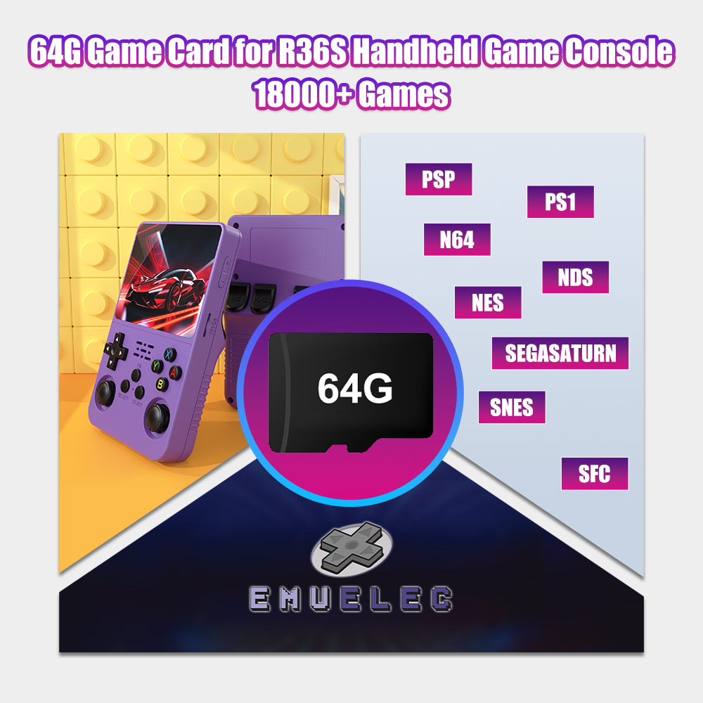 Retro Gaming R36S - Tarjeta TF de juego de 64G