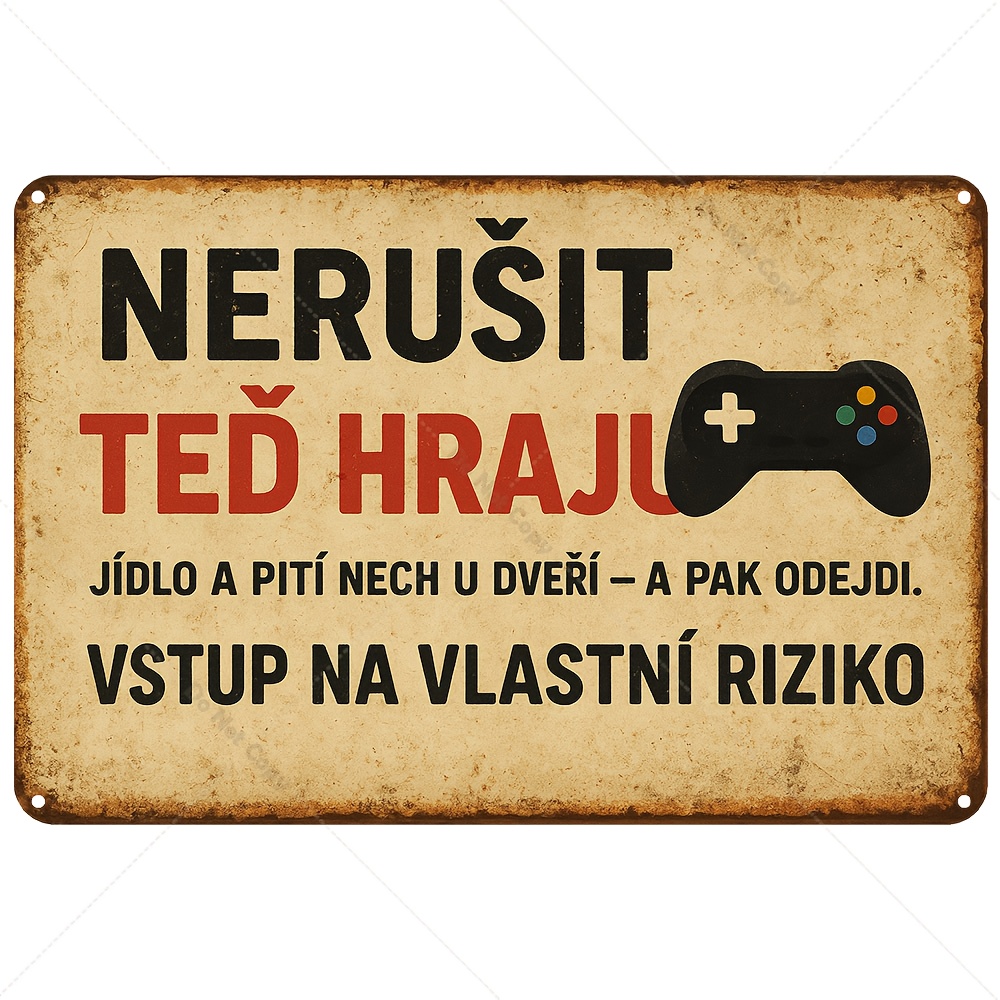 Retro Gaming Cafe - Letrero de hierro retro checo/eslovaco con