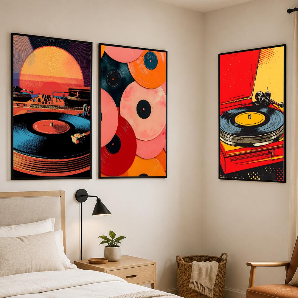 Póster Retro de Tocadiscos Col - Retro Gaming Cafe reseña y precio